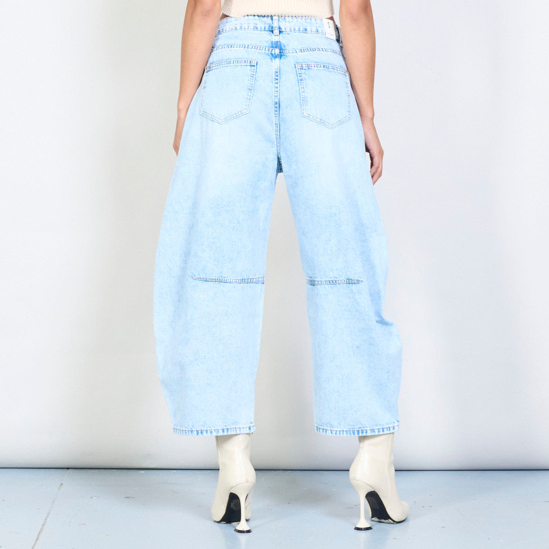 Vintage washed denim jeans with panel details – Heleina.com