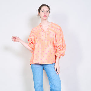 Romantic heart print blouse in orange