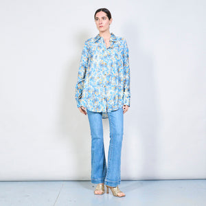 Floral print button-down blouse