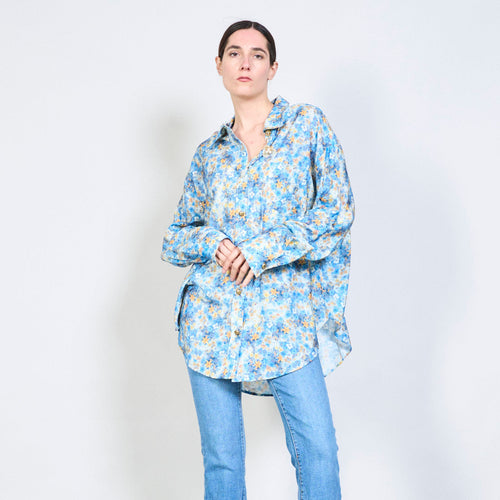 Floral print button-down blouse