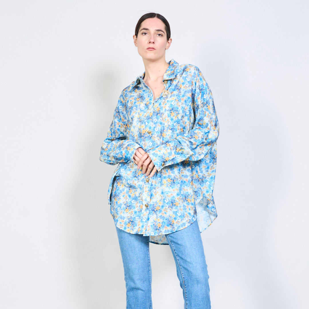 Floral print button-down blouse