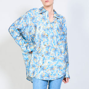 Floral print button-down blouse