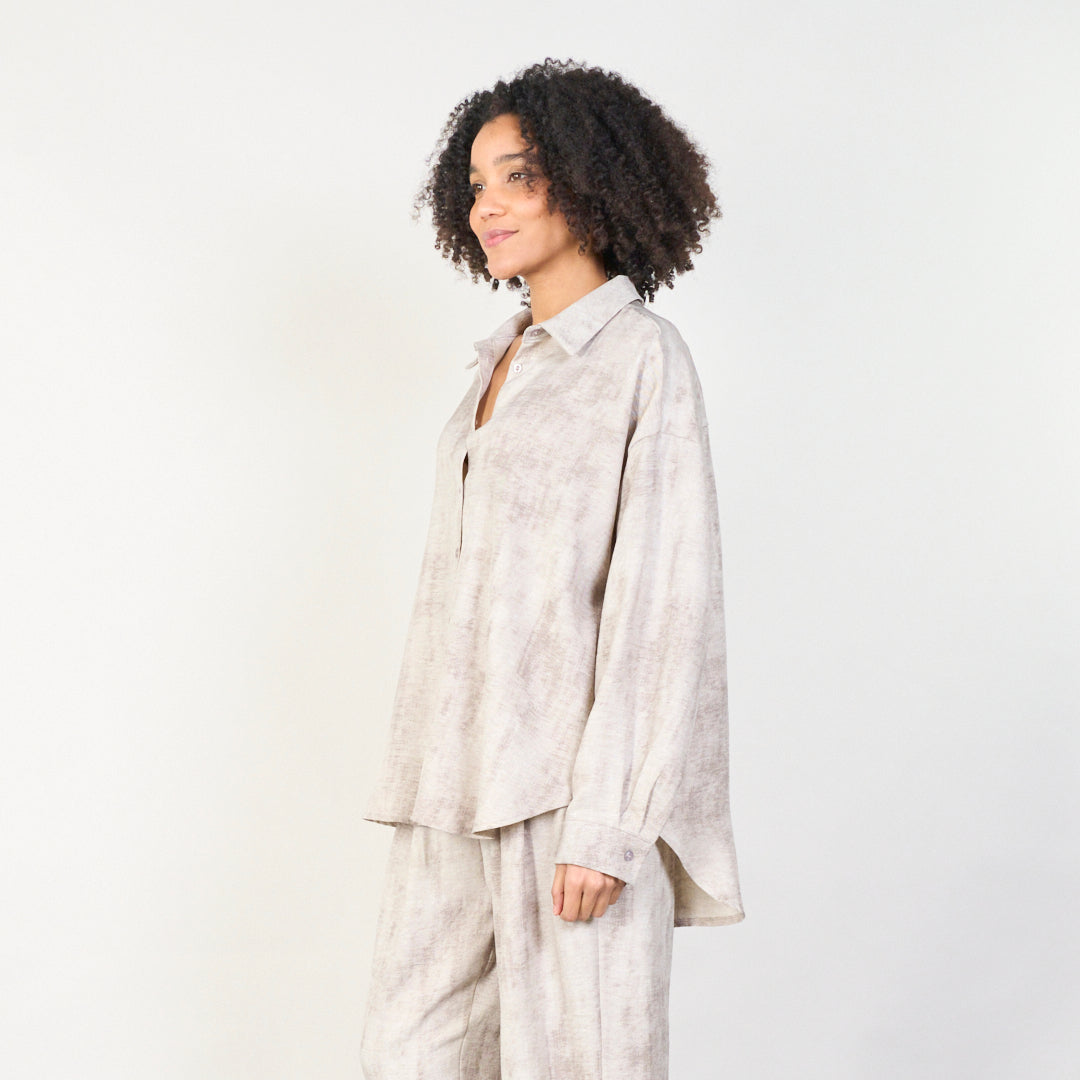 Set Relaxed linen button-up shirt with elastic trouser