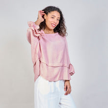 Load image into Gallery viewer, Flowy boat neck blouse in pink
