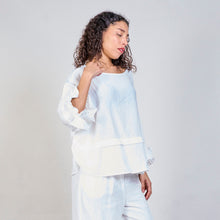 Load image into Gallery viewer, Flowy boat neck blouse in white