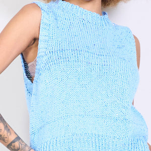 Sleeveless knit vest in Light Blue