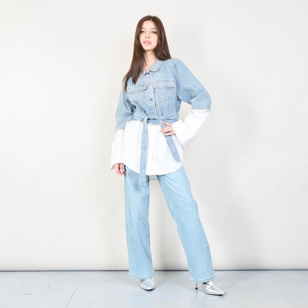 Layered denim and shirt jacket