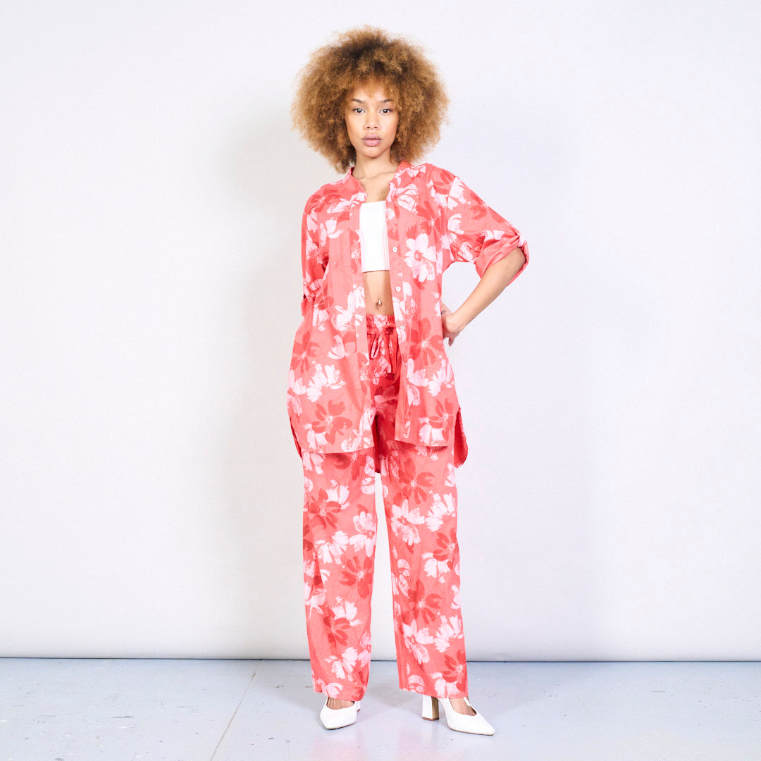 Relaxed floral print shirt and trouser set
