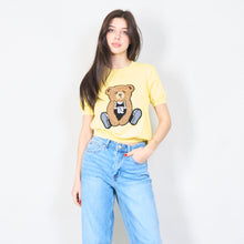 Load image into Gallery viewer, Knitted top with teddy bear embroidery in yellow