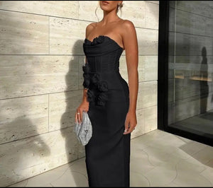 Bodycon Strapless Cocktail Dress in Black