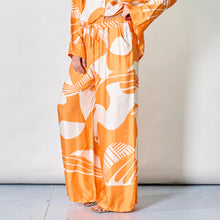 Load image into Gallery viewer, Abstract wave button-down blouse with wide-leg pants