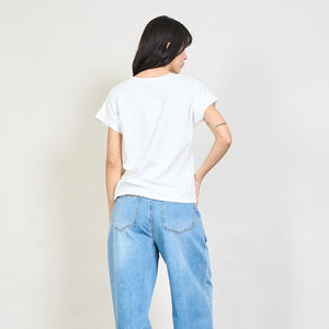 Heart applique tulle trim t-shirt
