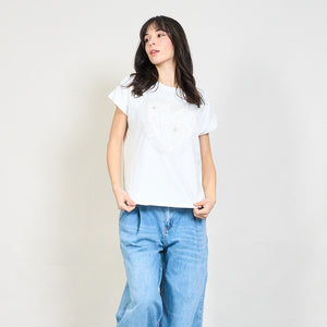 Heart applique tulle trim t-shirt
