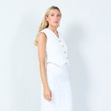 Load image into Gallery viewer, Elegant sleeveless vest with Stylish midi skirt in white