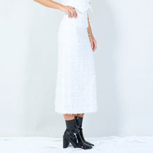 Load image into Gallery viewer, Elegant sleeveless vest with Stylish midi skirt in white