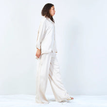 Load image into Gallery viewer, Frayed wide-leg trousers with drawstring in beige