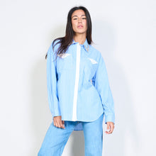 Load image into Gallery viewer, Striped button-up shirt with embellished collar