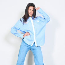 Load image into Gallery viewer, Striped button-up shirt with embellished collar