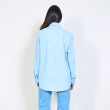 Load image into Gallery viewer, Striped button-up shirt with embellished collar