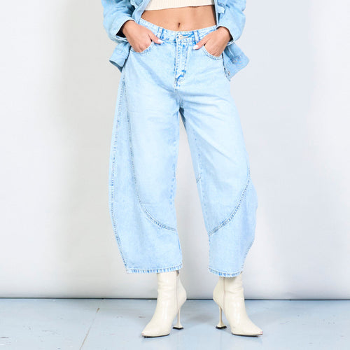 Vintage washed denim jeans with panel details