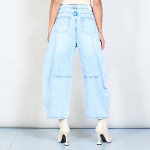 Vintage washed denim jeans with panel details