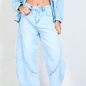 Vintage washed denim jeans with panel details