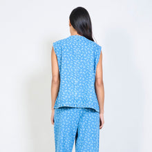 Load image into Gallery viewer, Floral print denim vest with button front